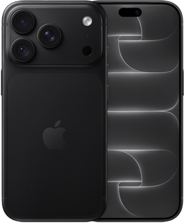 ブラックのiPhone 18 Pro、背面の外観。上部にPro Fusionカメラシステム、中央にAppleのロゴ。前面の外観、オールスクリーンのデザイン