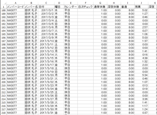 素データCSV出力