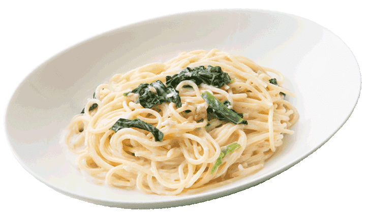 ほうれん草とサーモンのクリームパスタ