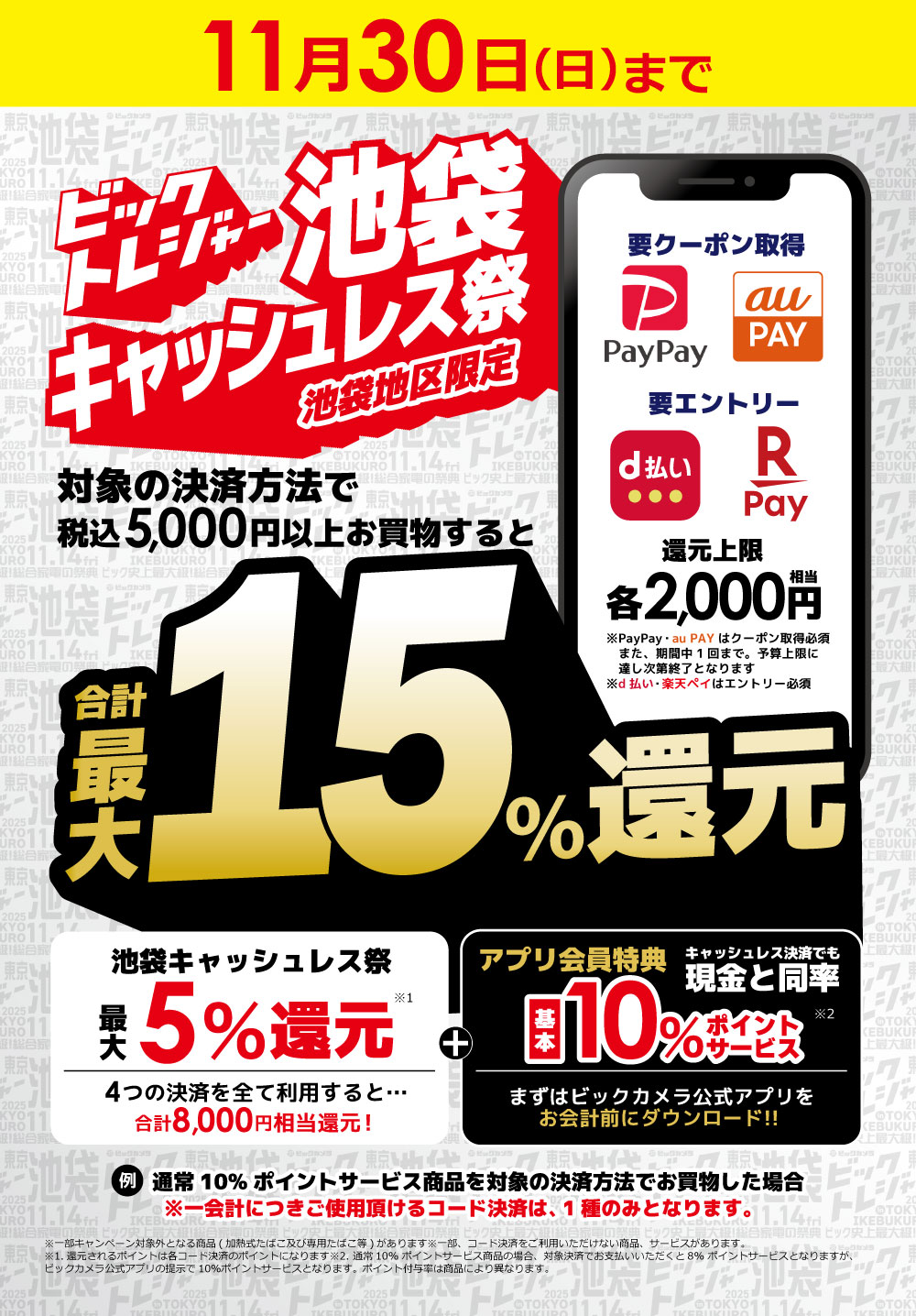 ビックカメラ池袋限定！池袋キャッシュレス祭