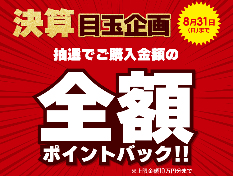 決算 目玉企画　最大全額ポイントバック