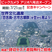 世界文化遺産「百舌鳥・古市古墳群」を空から見よう!抽選で貸切セスナ遊覧飛行ご招待